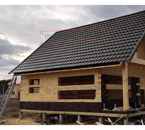 Металлочерепица модульная Квинта Uno 3D RR32 GreenСoat Pural-0,5