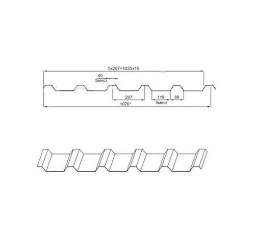 Профнастил МП35-0.45, Ширина-1035, Полиэстер RR32