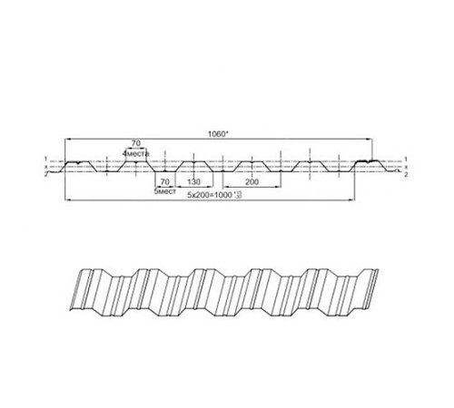 Профнастил НС35ПГ-0.5, Ширина-1100, Полиэстер RAL7004